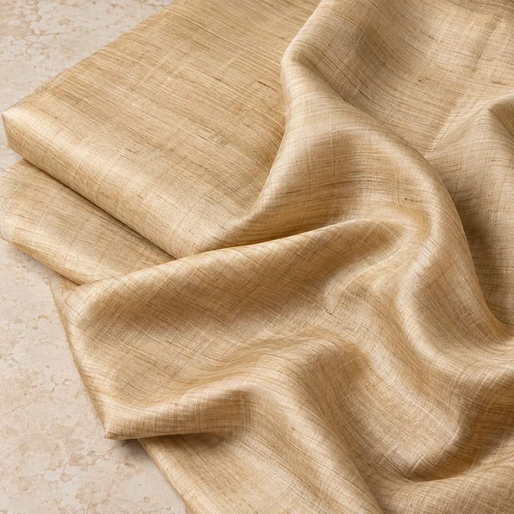 Natural beige silk, showing its fine weave and lustrous folds